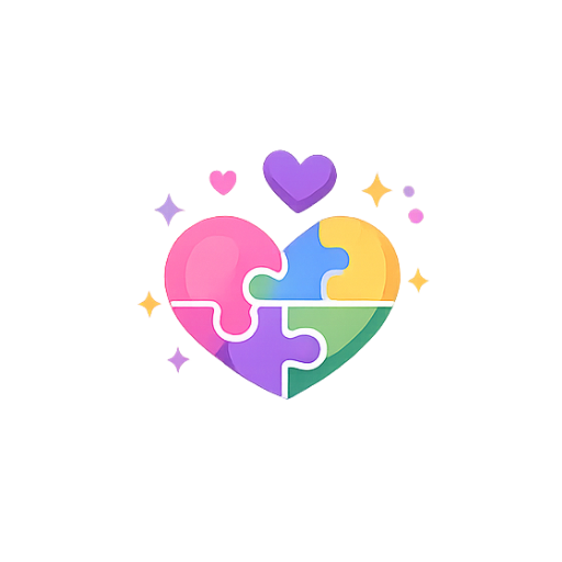 Puzzle heart with colors showing LGBTQ community connection and inclusivity.